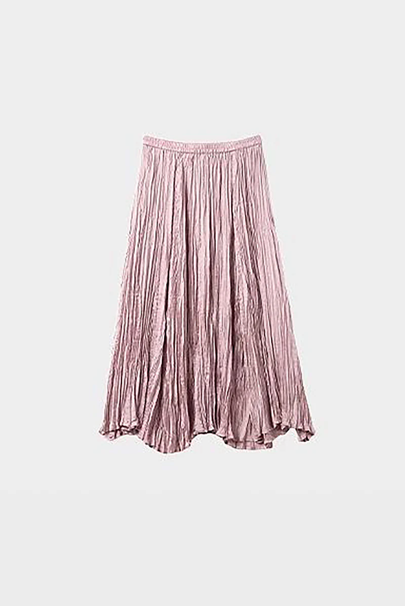 Flowy Crinkled A-line Midi Dress in Pink - HBQMJX