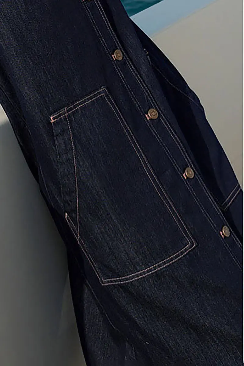 Denim V-Neck Vest Midi Dress with Pockets - HBQMJX