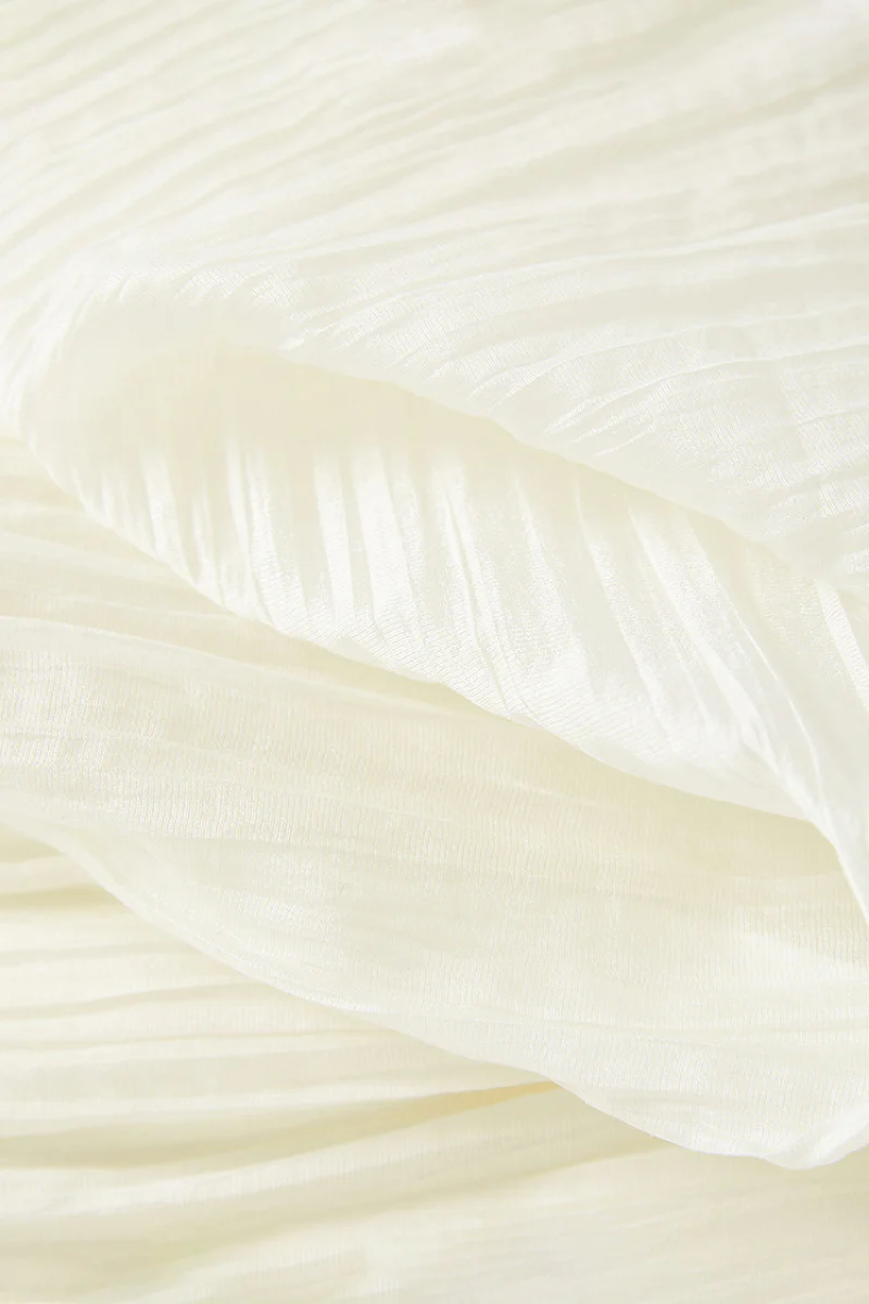 White V-Neck Spaghetti-Strap Textured Midi Dress - HBQMJX