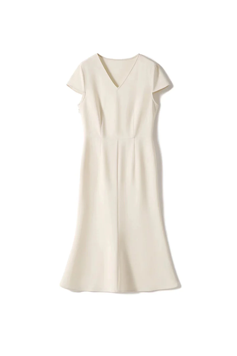 V-Neck Mermaid Midi Dress in Triacetate - HBQMJX