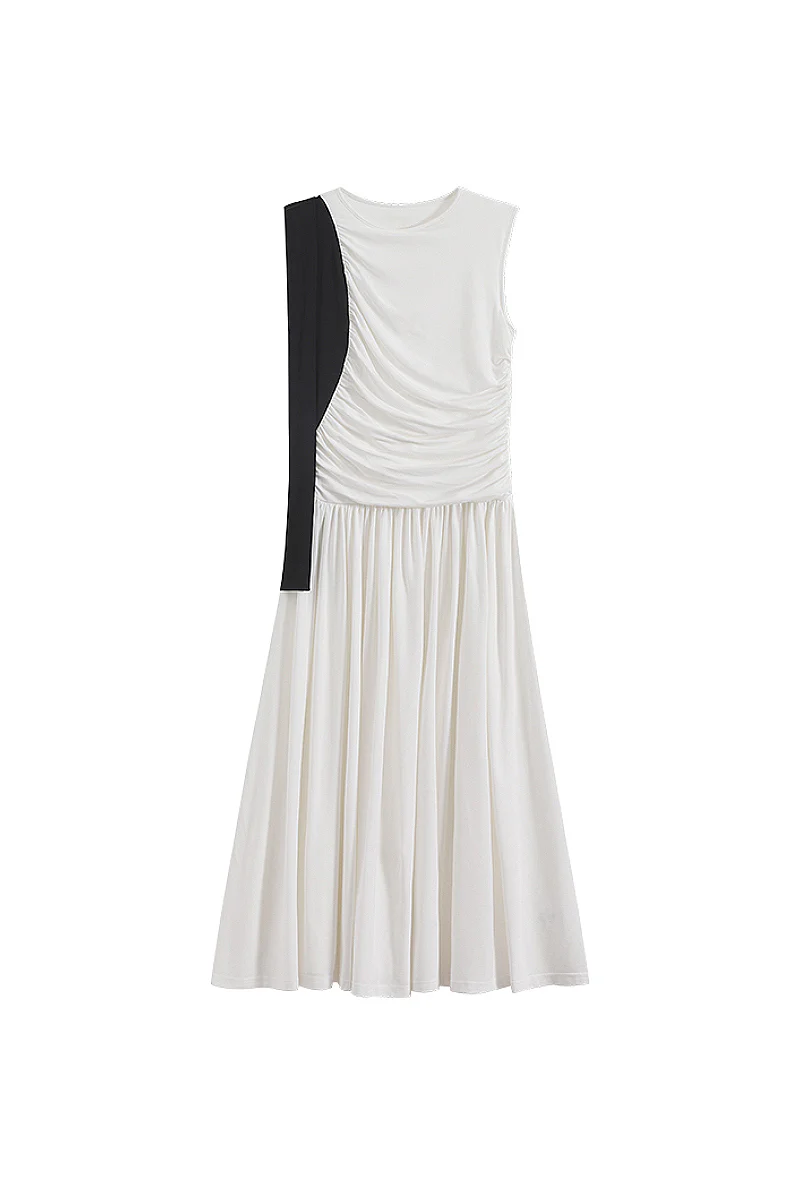 Sleeveless One-Shoulder-Tie Ruched Maxi Dress - HBQMJX