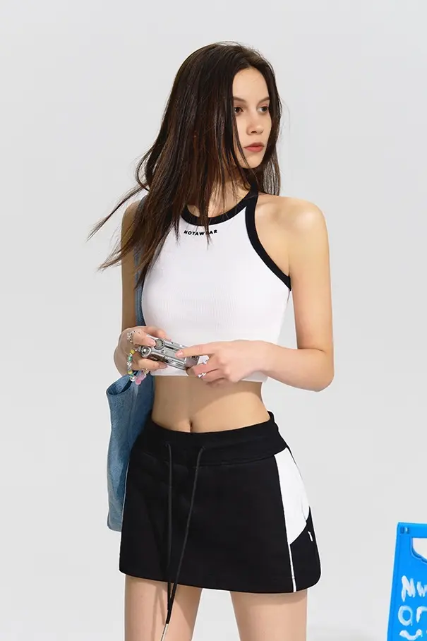 Cotton Tennis Skirt with Drawstring - HBQMJX