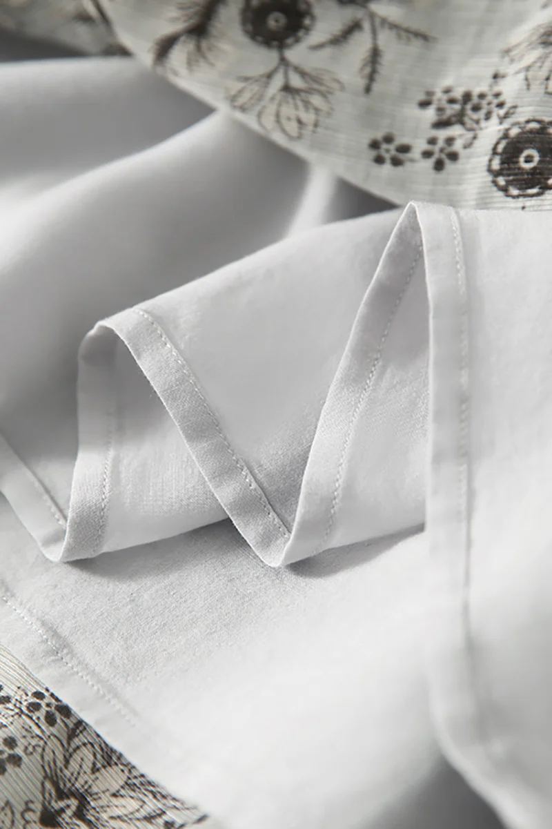 Floral Elbow-Sleeve Midi Dress in Linen-Silk Blend - HBQMJX