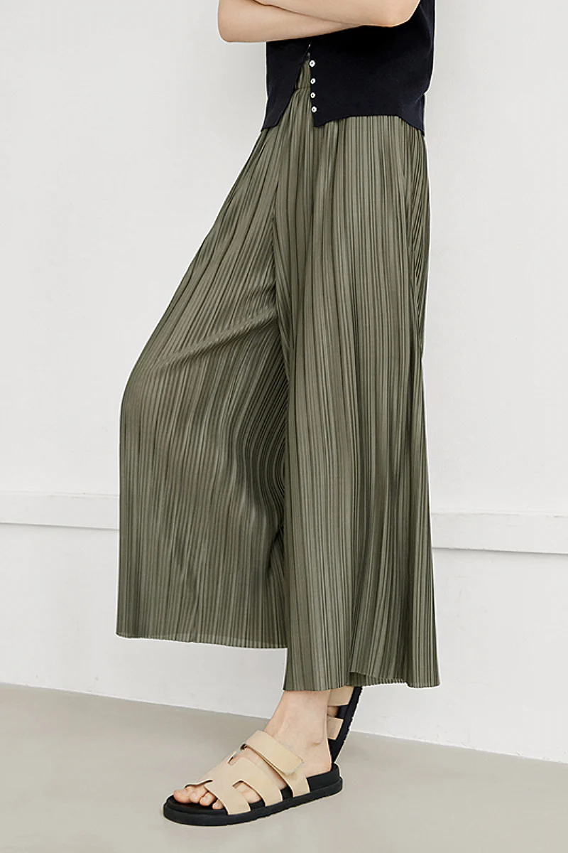 Flowy Pleated Pull-On Wide-Leg Pants - HBQMJX