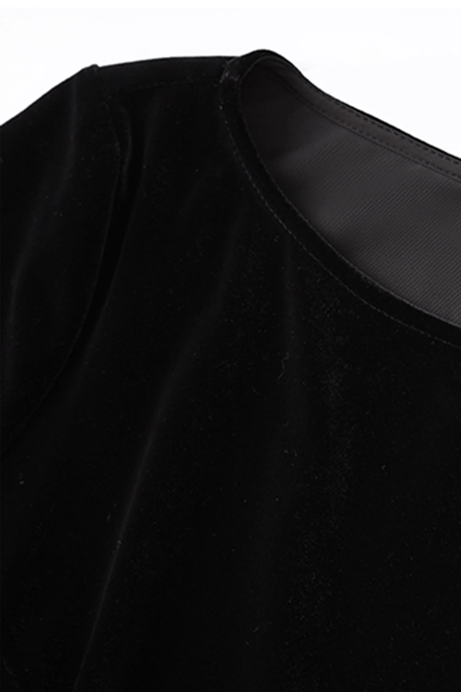 Black Velvet Long Sleeve Crewneck Maxi Dress - HBQMJX