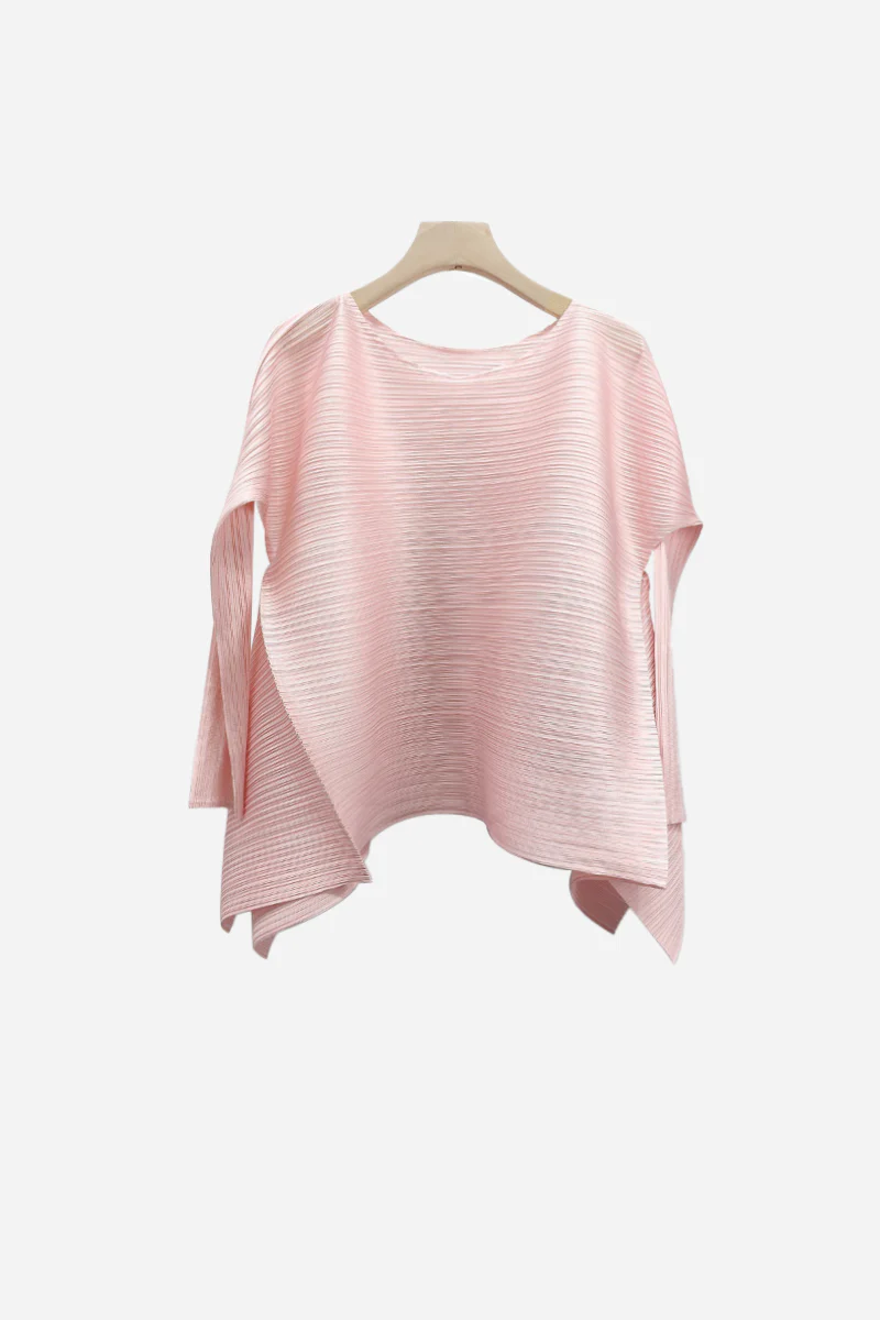 Designer Inspired Pleated Asymmetrical Top - HBQMJX