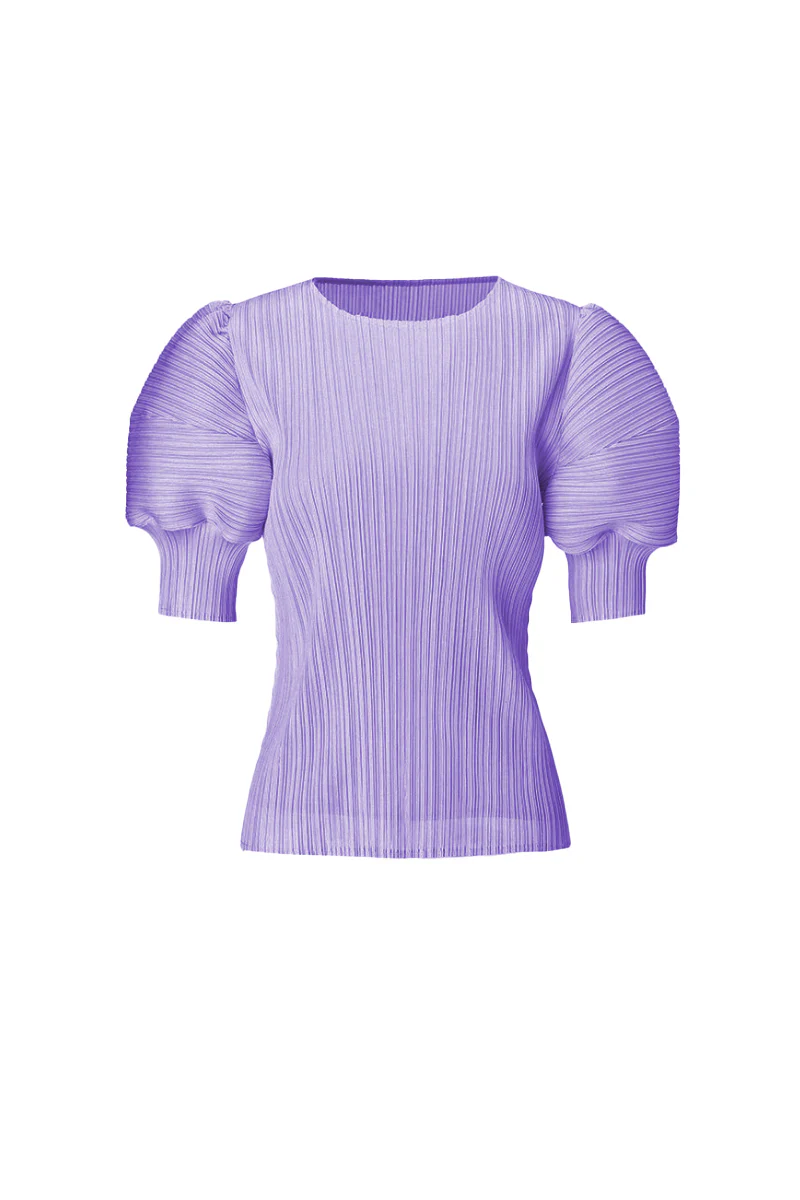 Designer Inspired Pleated Puff-Sleeve Top - HBQMJX