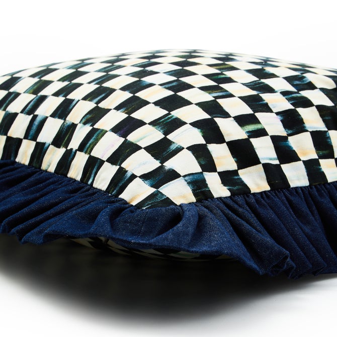 Courtly Check with Denim Ruffle Pillow