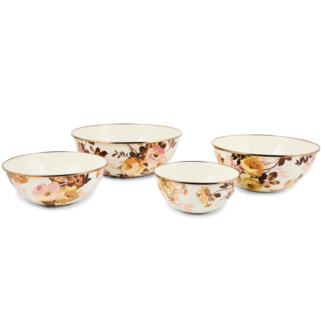 Wild Rose White Enamel Everyday Bowl