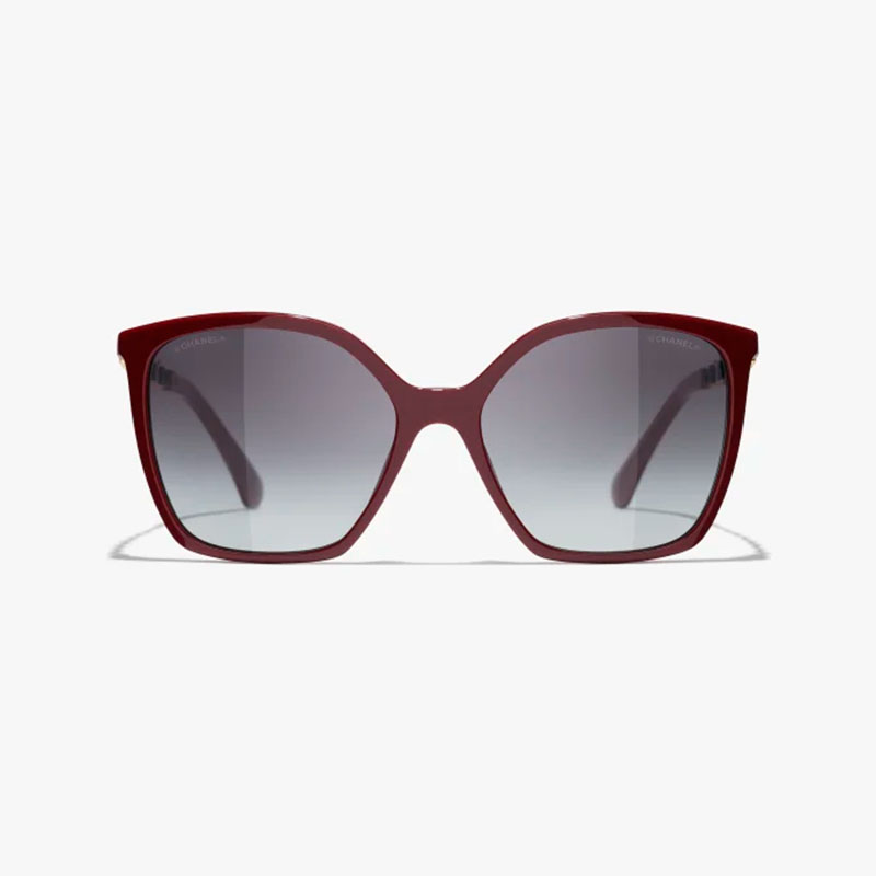CHANEL square frame glasses red color size 57-17-140