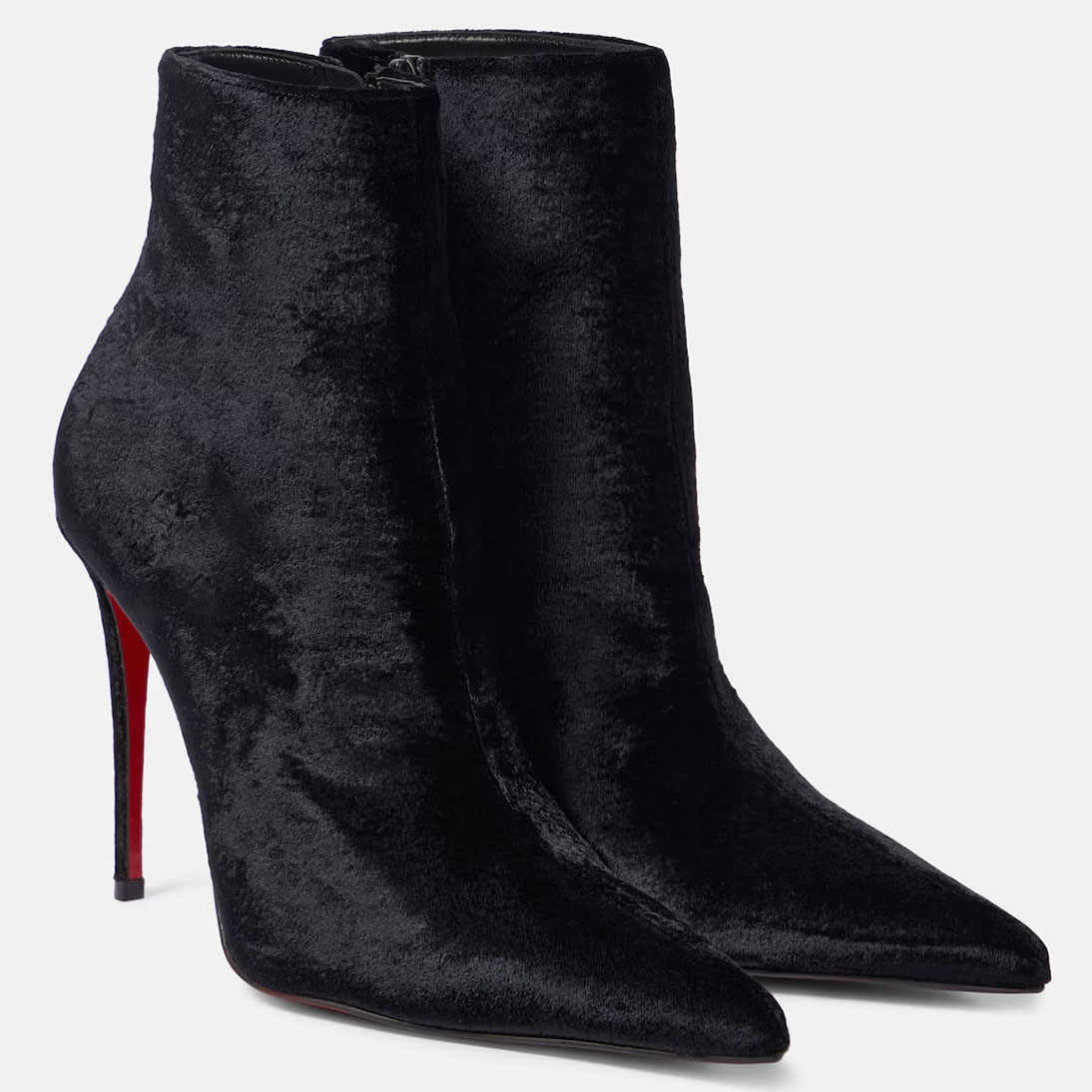Christian Louboutin Cashmere small pointy toe thin heel black and naked boots