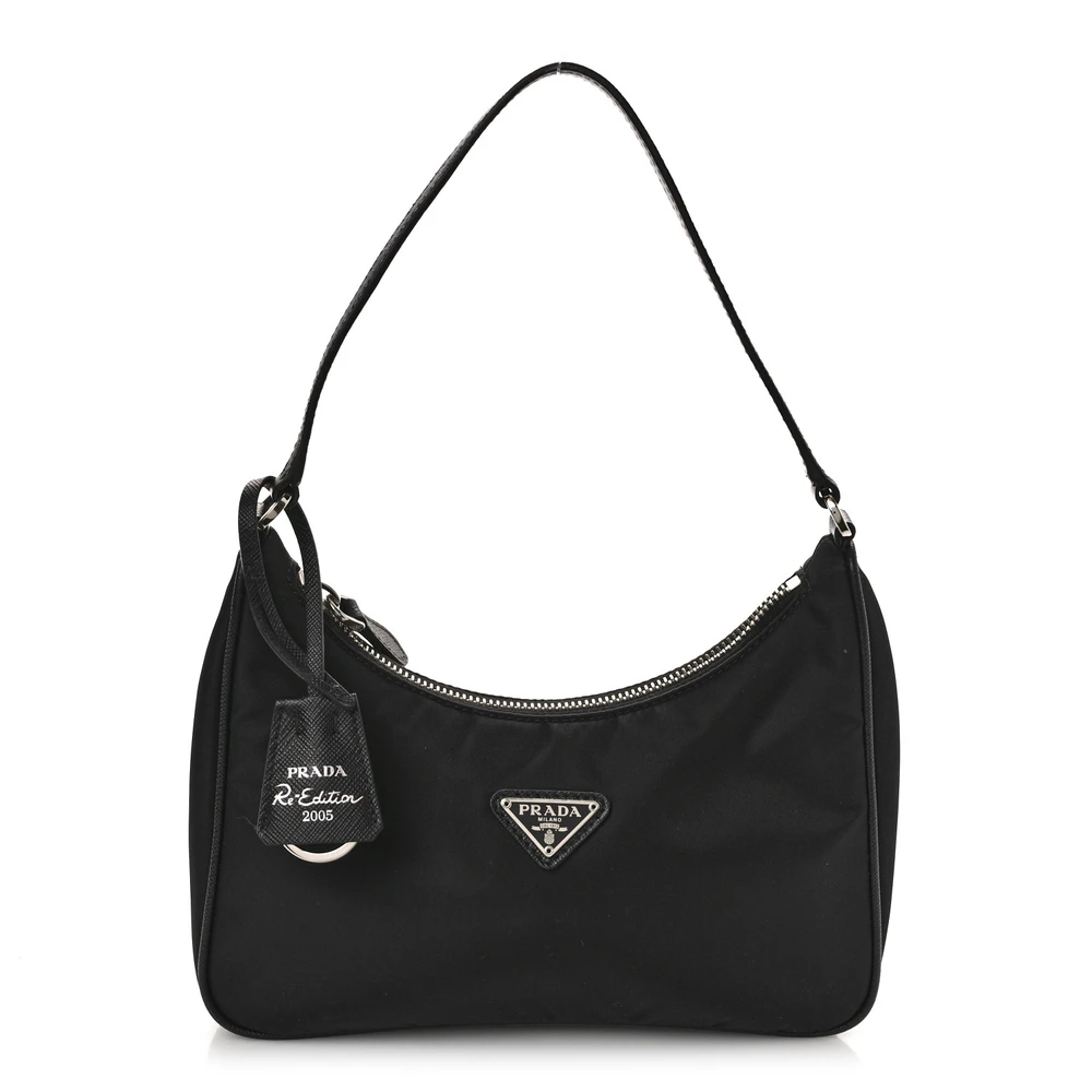 Prada Mini Re-Edition 2005 Bag Black Tessuto Nylon & Saffiano Leather Silver Hardware