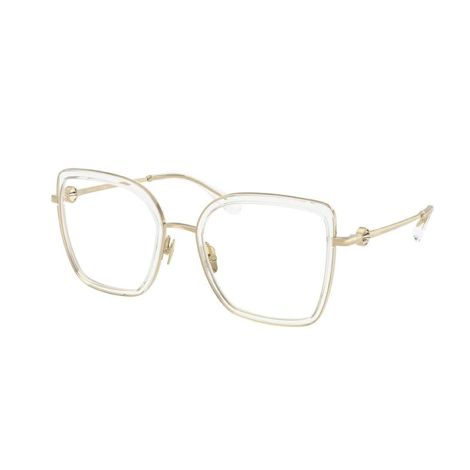 CHANEL square frame glasses light gold color size 56口-18-142