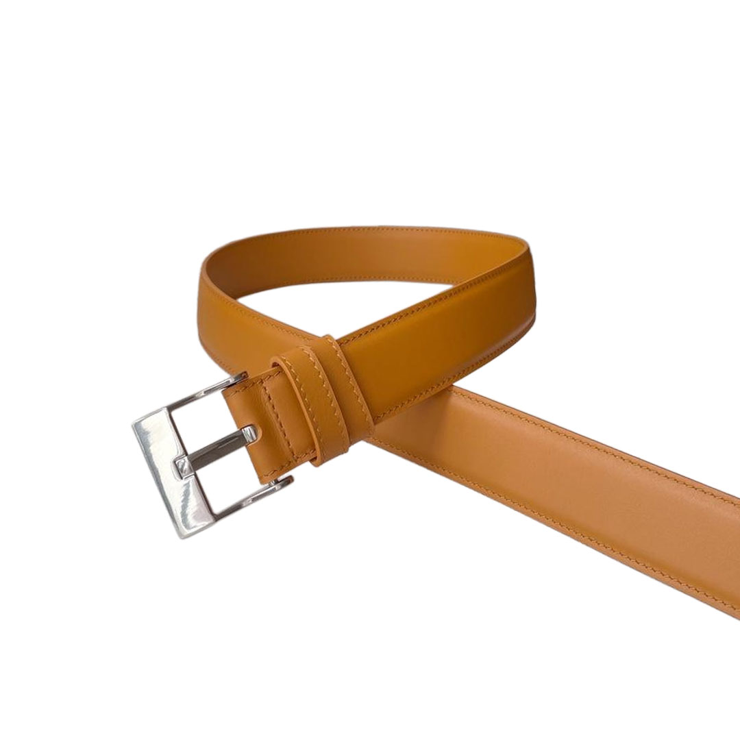 Bottega Veneta Men's Square Buckle Belt In Peru/Blue/Black Smooth Calfskin With Silver/Gold Hardware 35mm