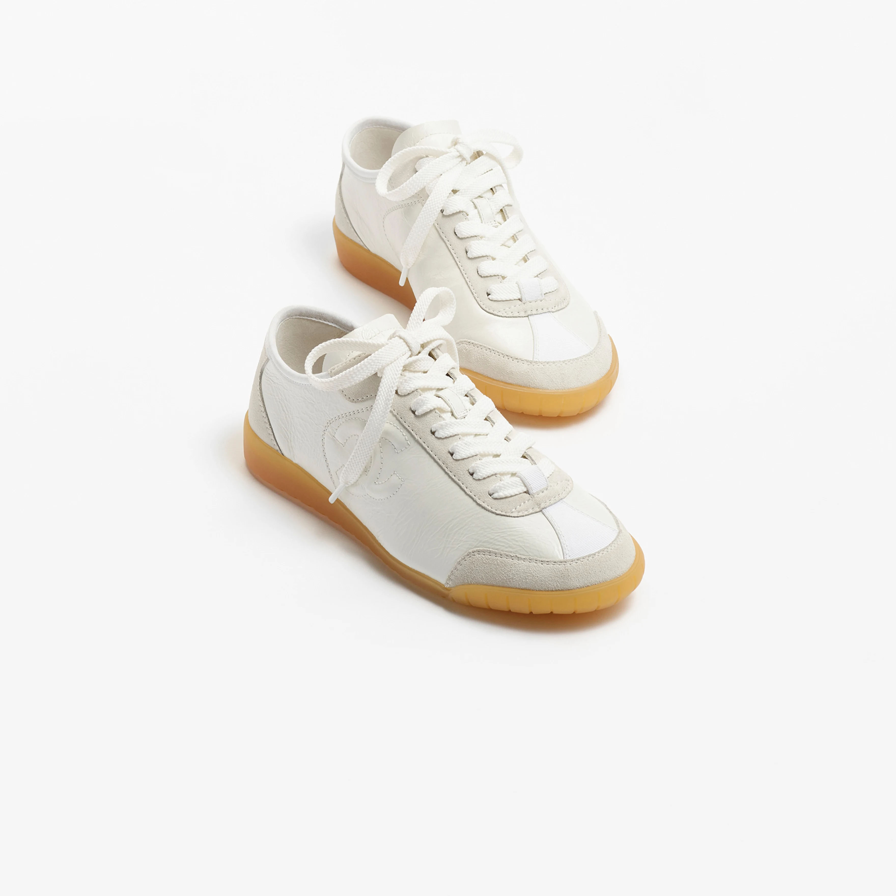 White calfskin and suede Chanel Sneakers