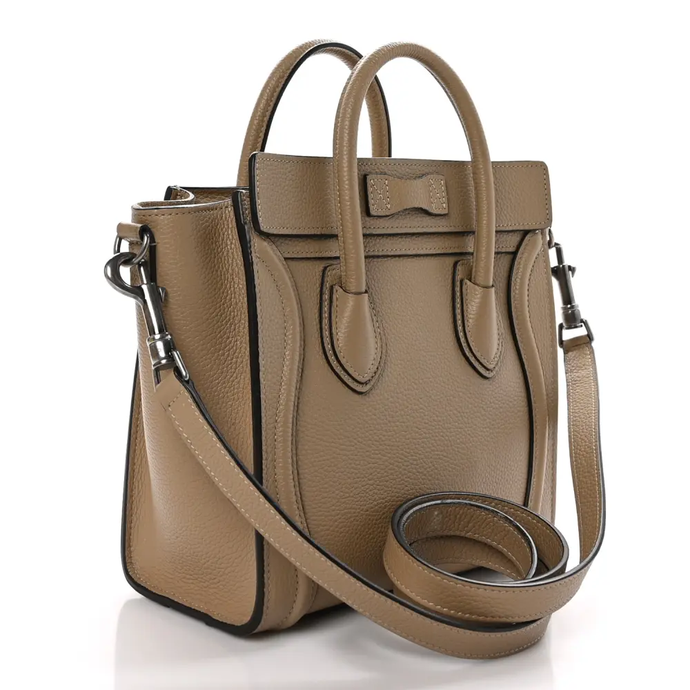 Celine Nano Luggage Bag Dune Drummed Calfskin Leather