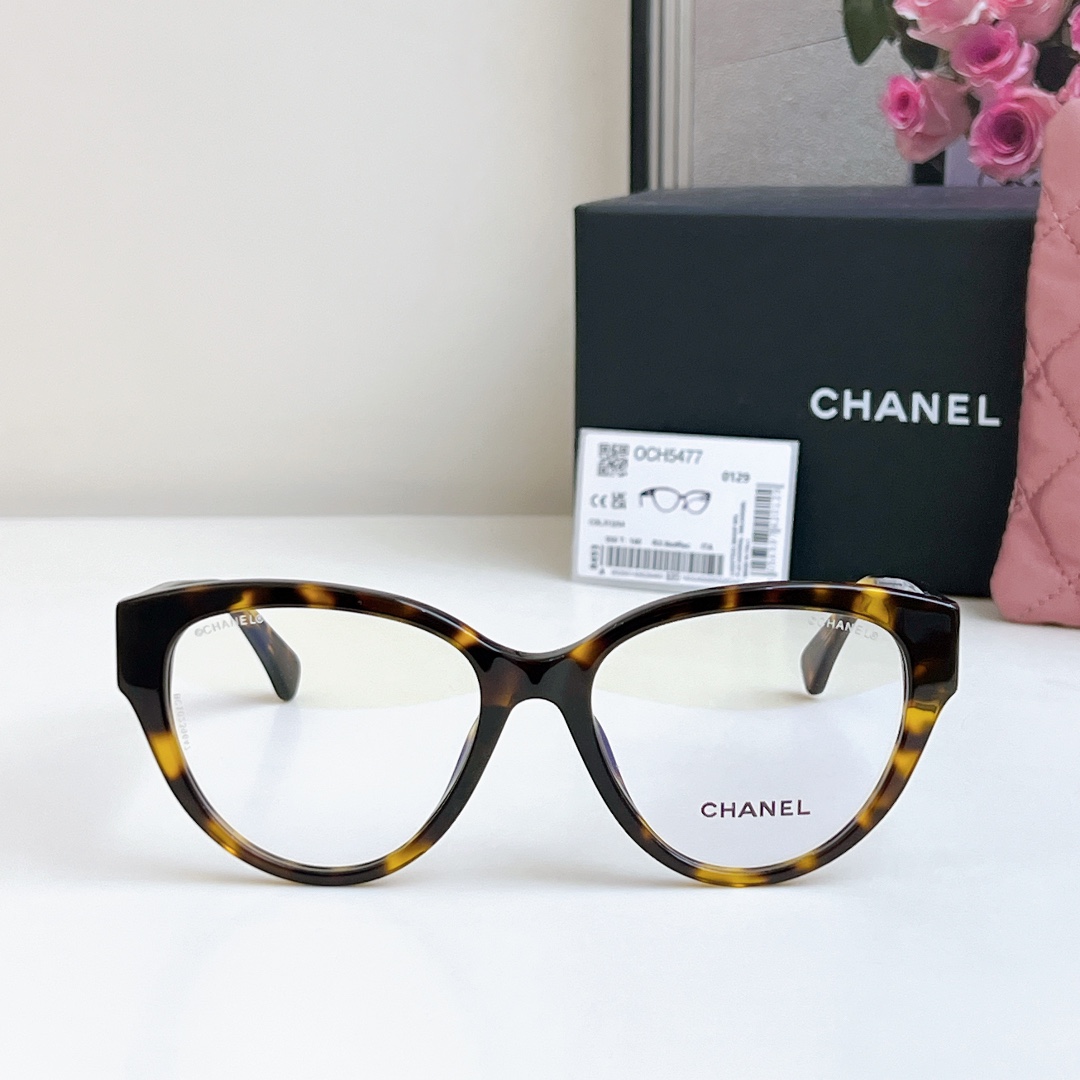CHANEL glasses leopard-print black gold color size 55口16-140