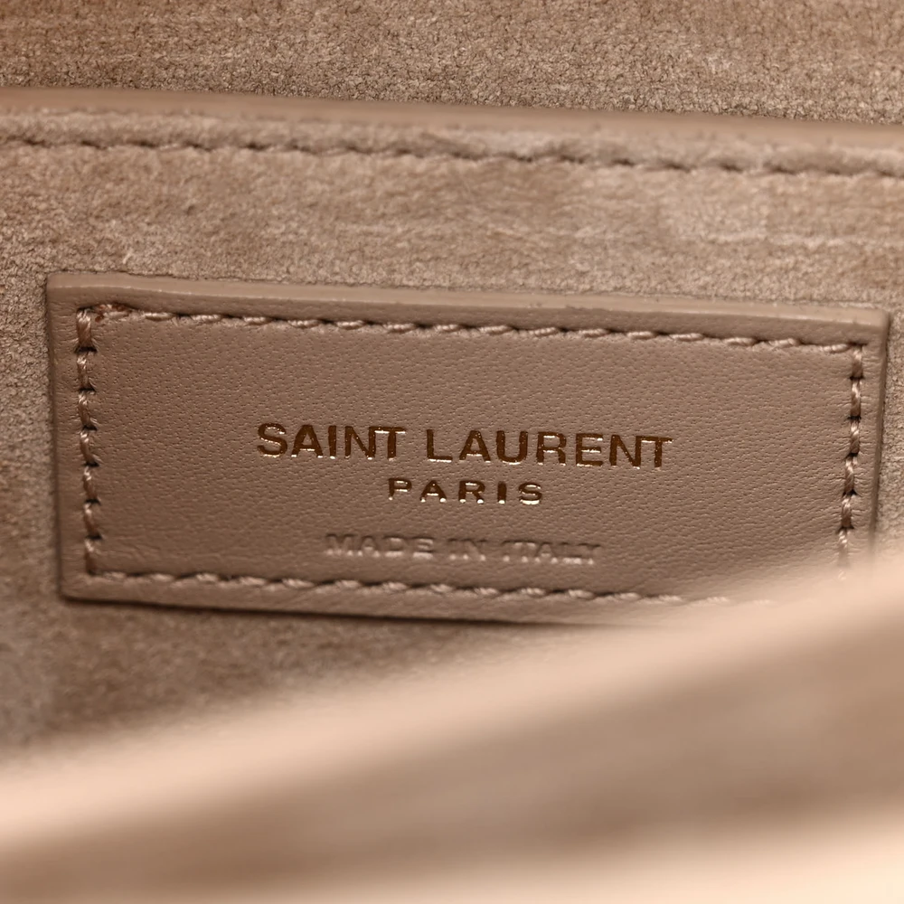 Saint Laurent Medium Sunset Dark Beige Monogram Calfskin Leather Aged Gold Hardware