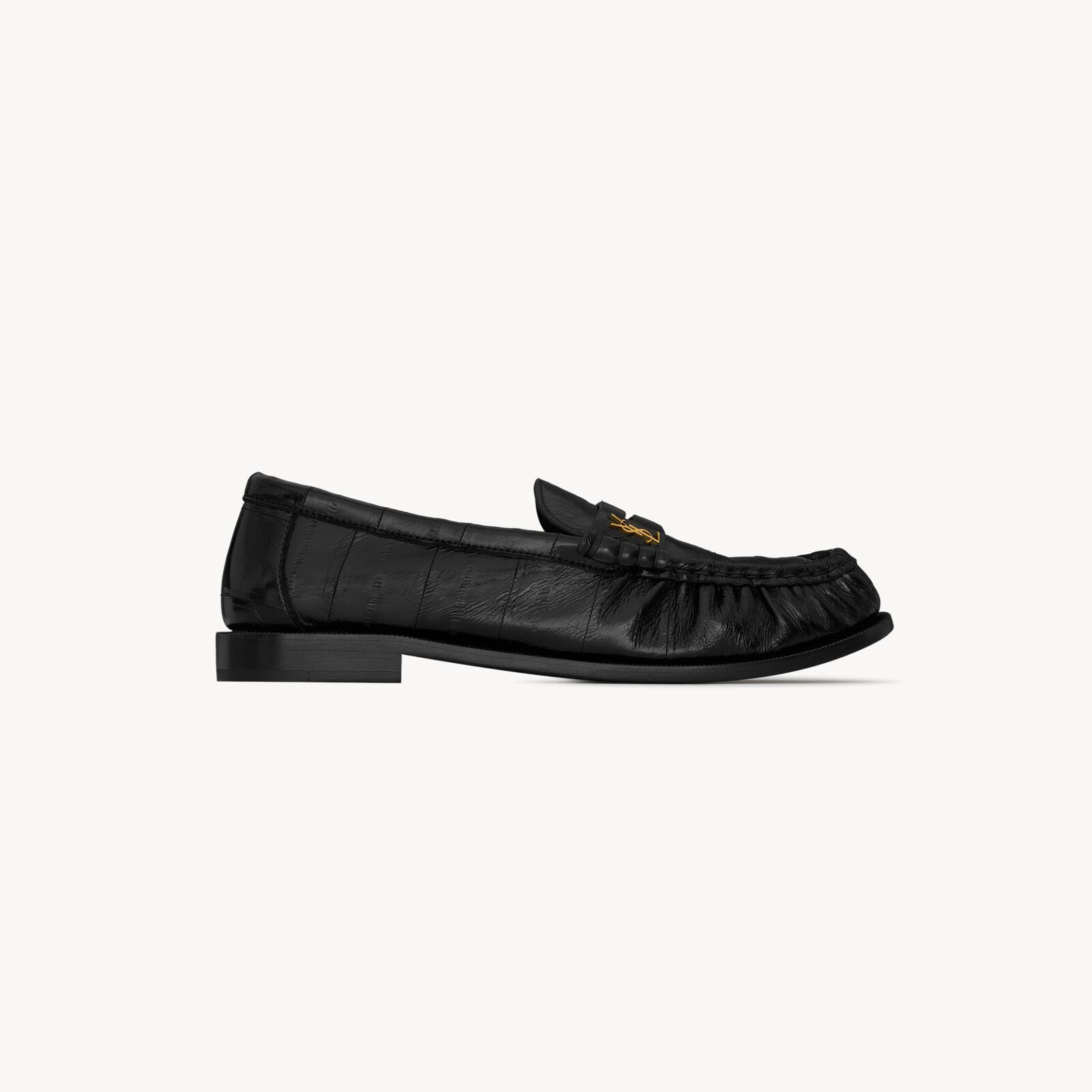 Yves Saint Laurent Black eel leather loafers