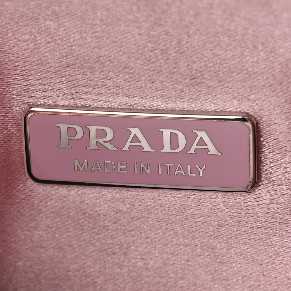 Prada Mini Re-Edition 2000 Bag Alabastro Satin & Crystal Silver Hardware