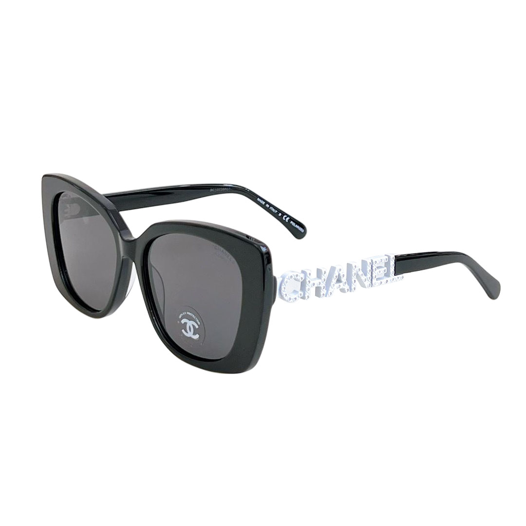 CHANEL glasses black white color size 53口17-145