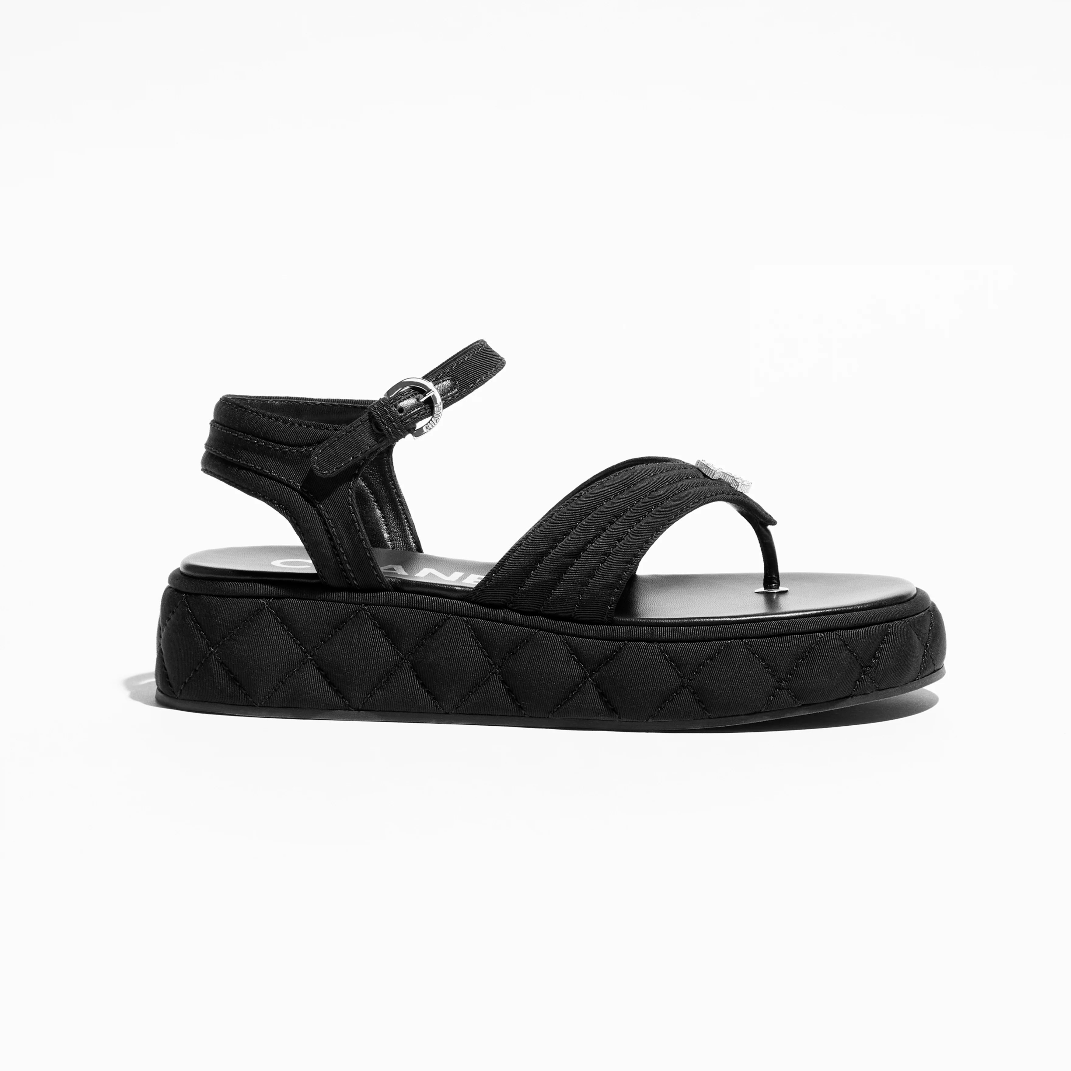 Chanel black grosgrain sandals