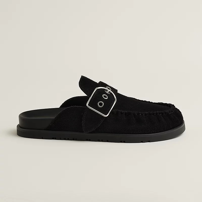 HERMES Key Mule Black Slippers