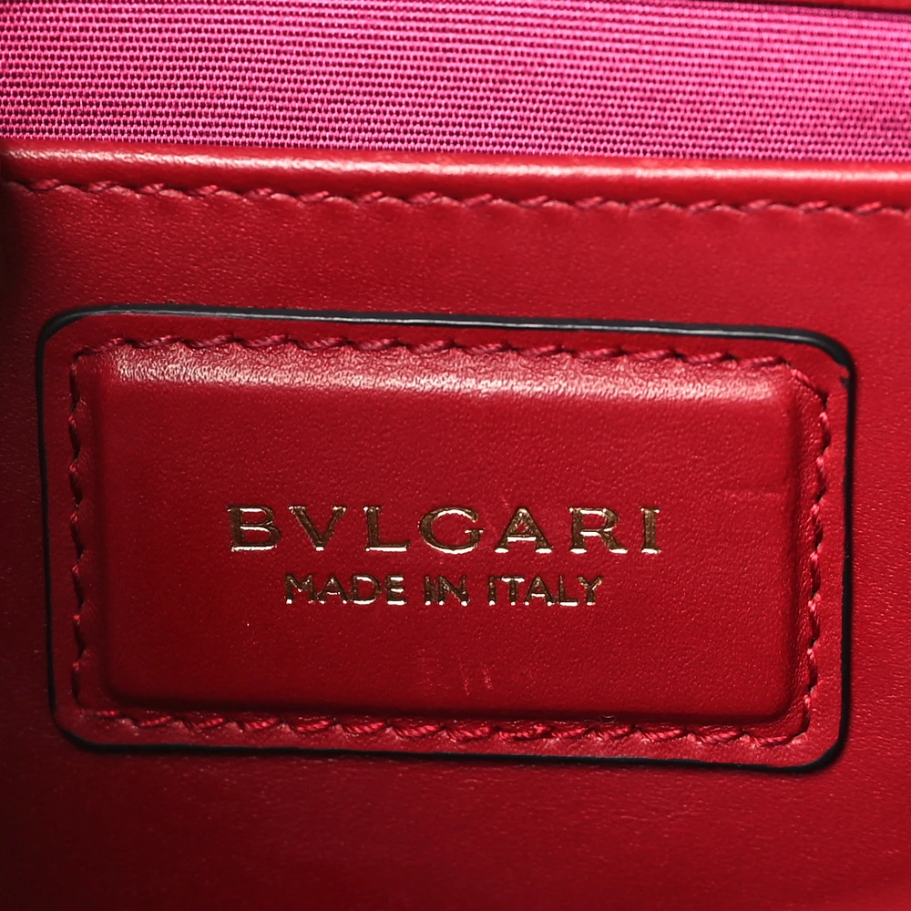 Bvlgari Mini Serpenti Forever Crossbody Bag Ruby Red Calfskin Leather Gold Hardware