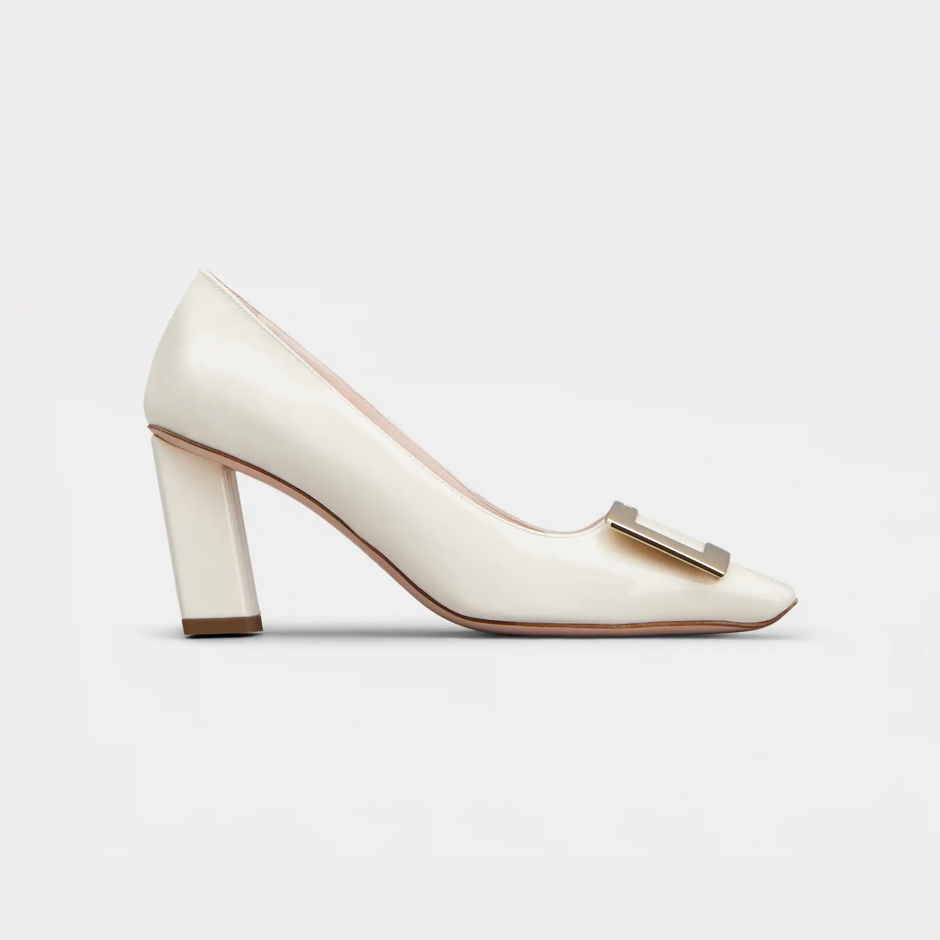 Roger Vivier Belle Vivier Pumps High Heels In White Leather With Metal Buckle (Heel Height 7cm)