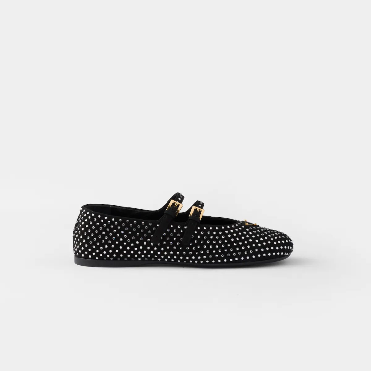 PRADA Surface of wool Flat Shoes black Ballet Shoes