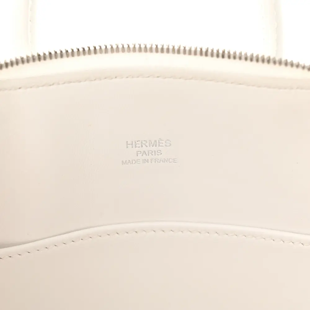 Hermès Mini 1923 Bolide White Evercolor Leather Silver Hardware