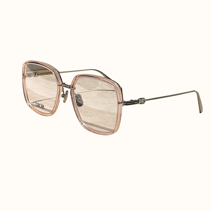 DIOR square transparent frame glasses misty rose/silver/tawny Size 58-15-145