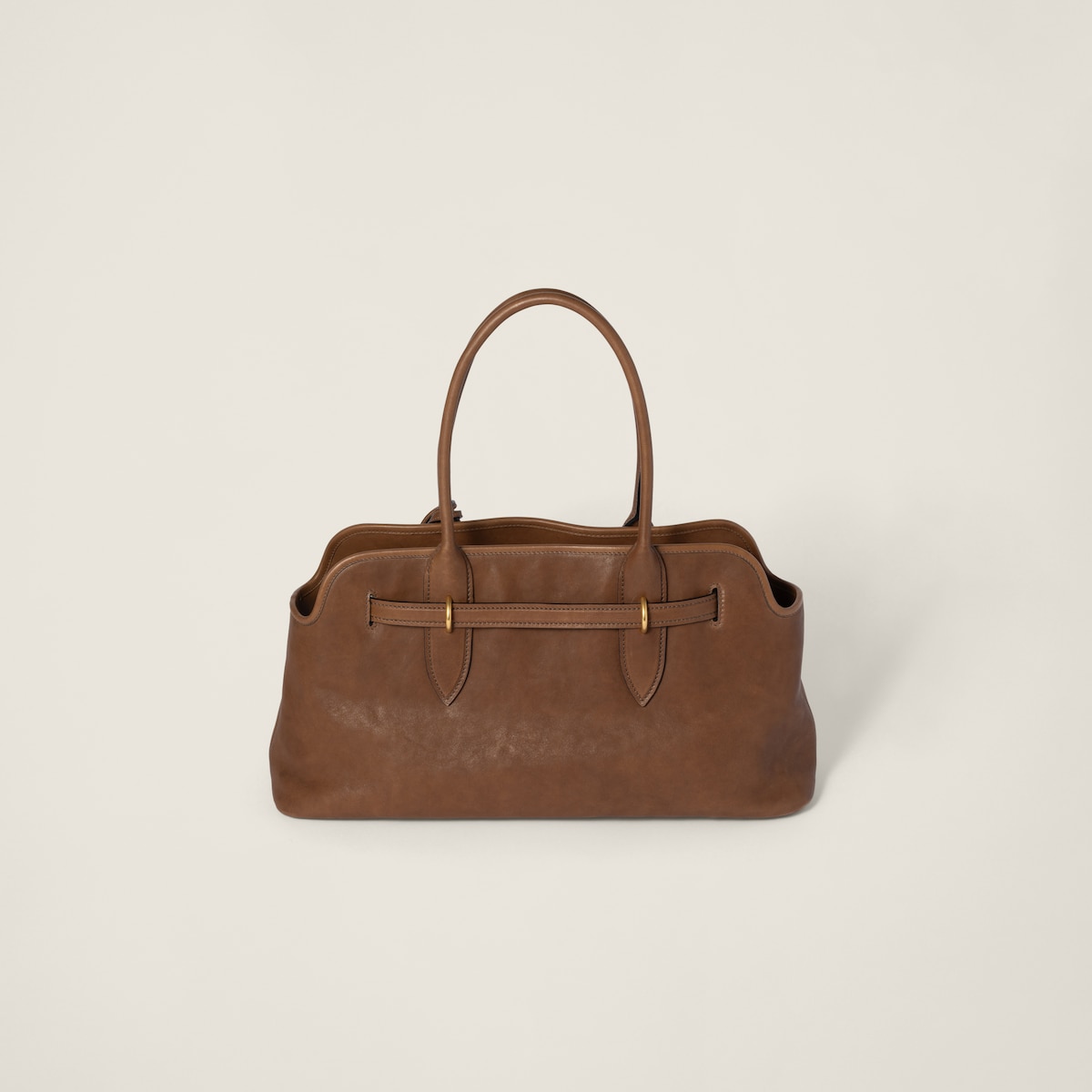 Miu Miu Aventure Nappa Calfskin Leather Brown Top-Handle Bags