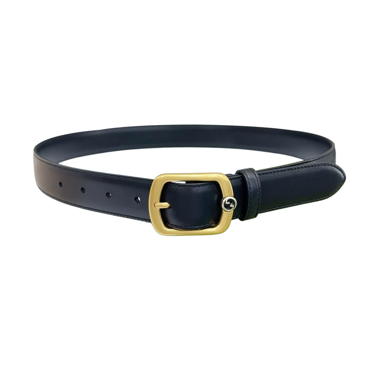Gucci Women's Rectangular Buckle Belt In Black/Coffee/Brown/Red Smooth Calfskin With Gold Hardware 30mm
