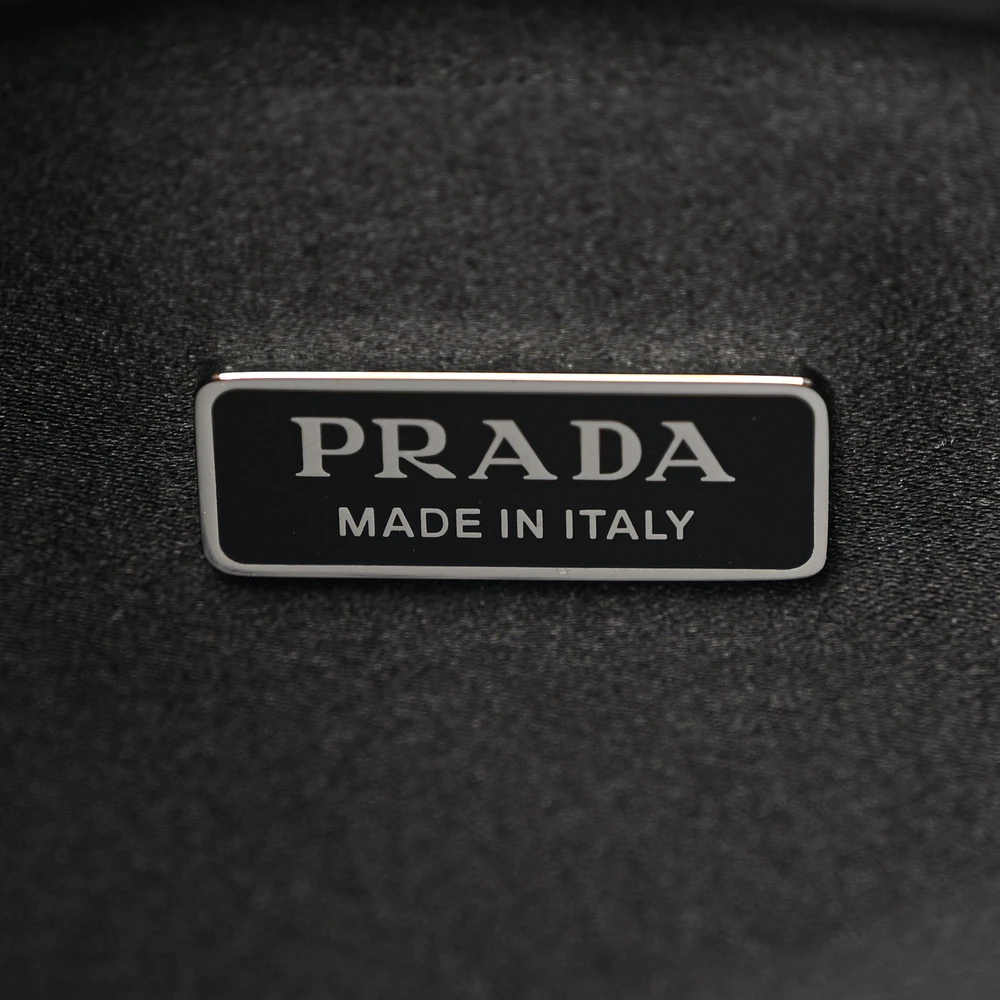 Prada Medium Cleo Adjustable Strap Shoulder Bag Metal Satin & Crystal Silver Hardware