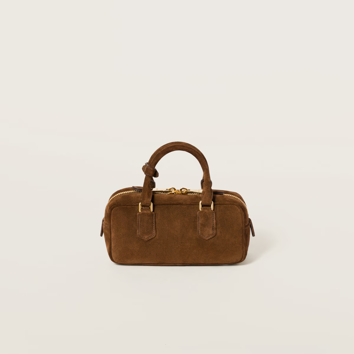 Miu Miu Arcadie Suede Leather Brown Top-Handle Bags