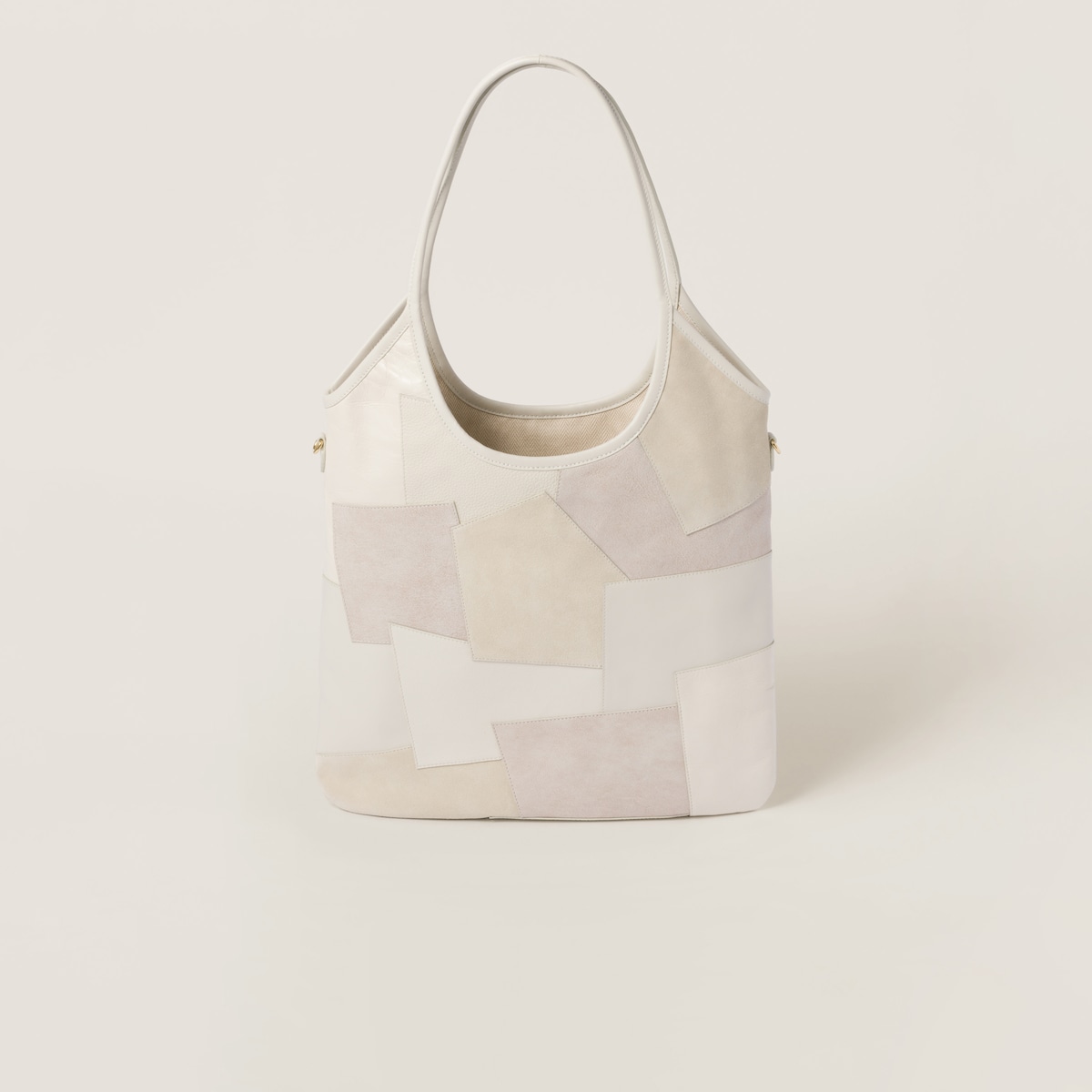 Miu Miu IVY Calfskin Leather Suede splicing Hobo white Tote Bags