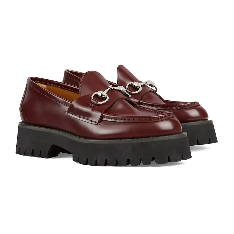 Gucci red thick soled loafers
