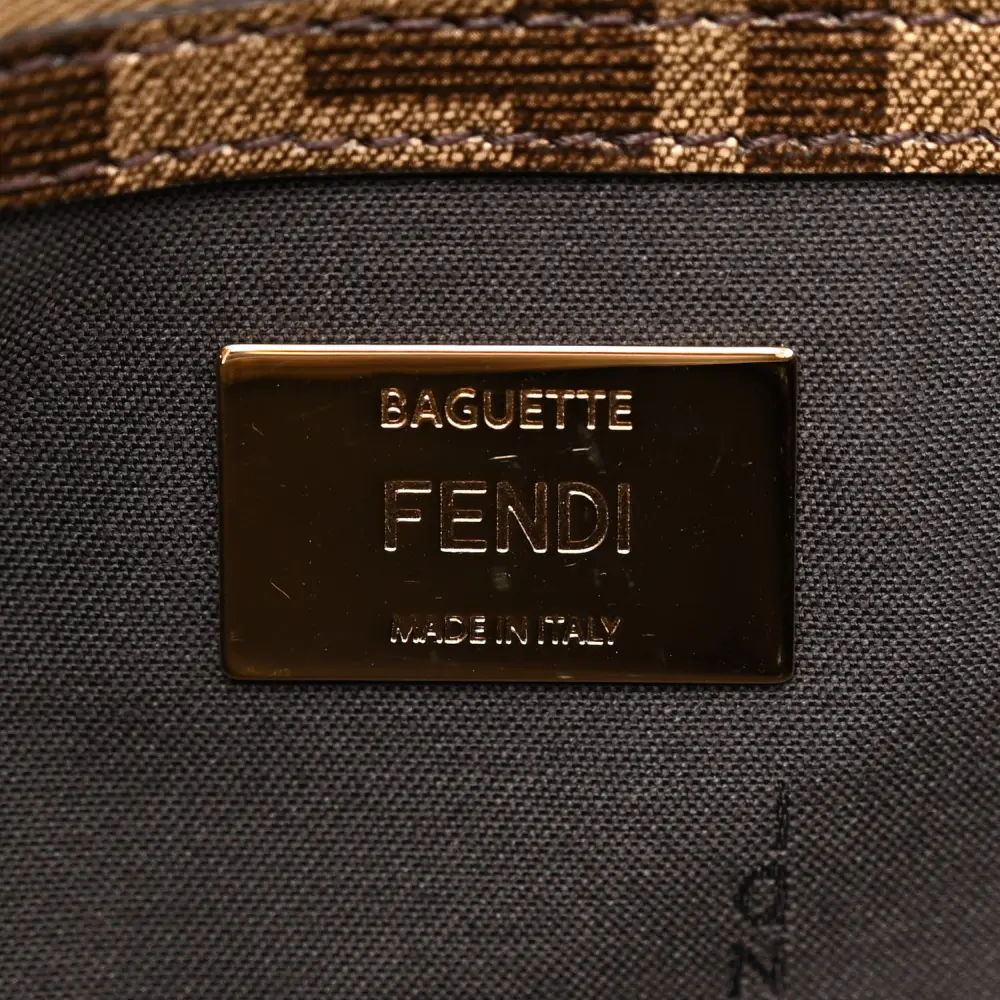 Fendi FF 1974 Hairdo Girls Inlay Baguette Mogano/Panna/Multicolor Glazed Fabric Gold Hardware
