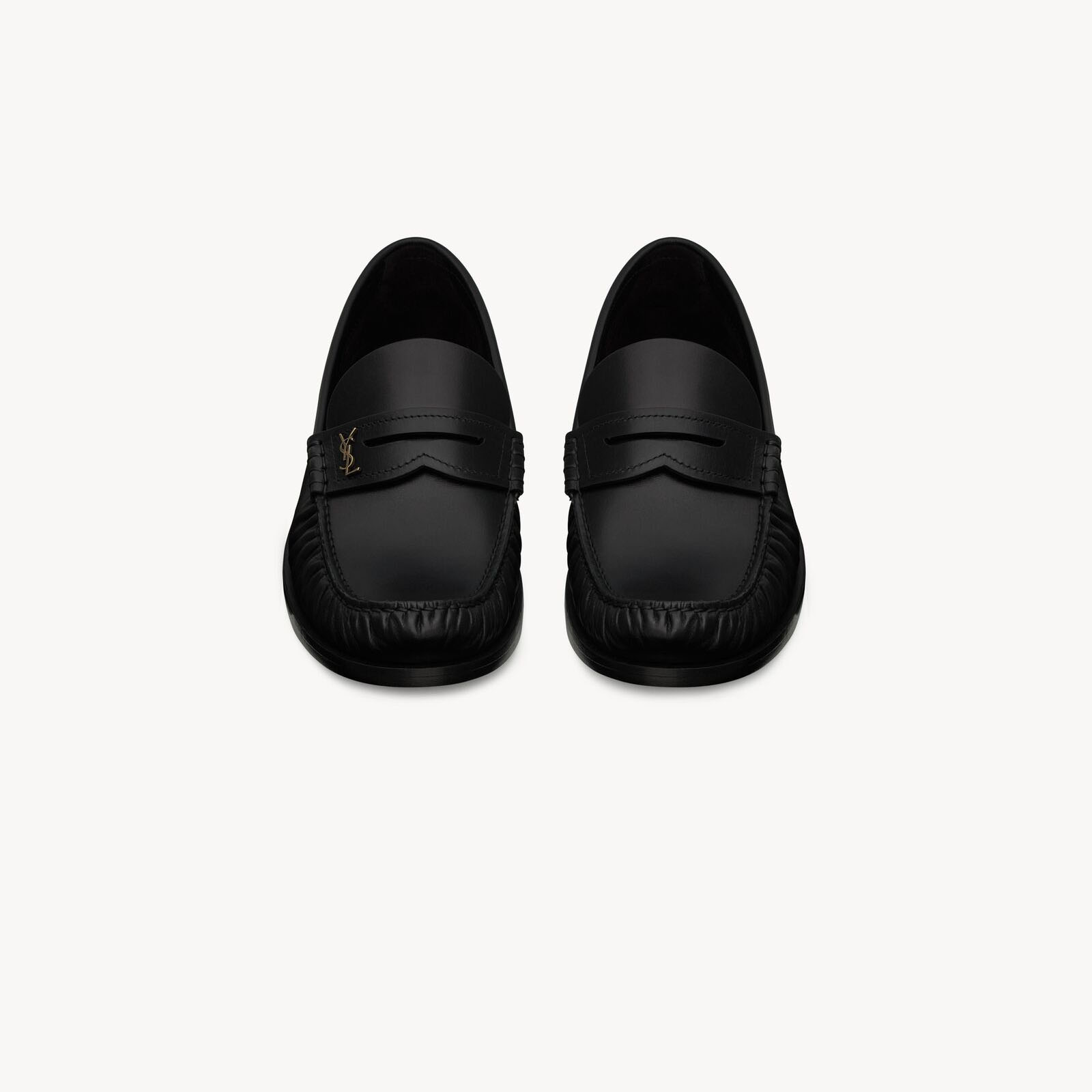 Yves Saint Laurent Black smooth leather loafers