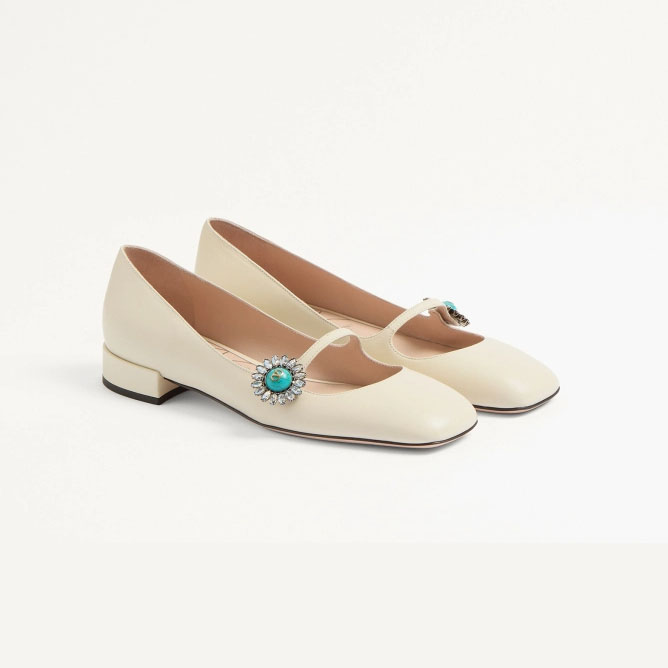 VALENTINO Sheepskin Mary Jane Ballet Flats (heel 2 cm high)