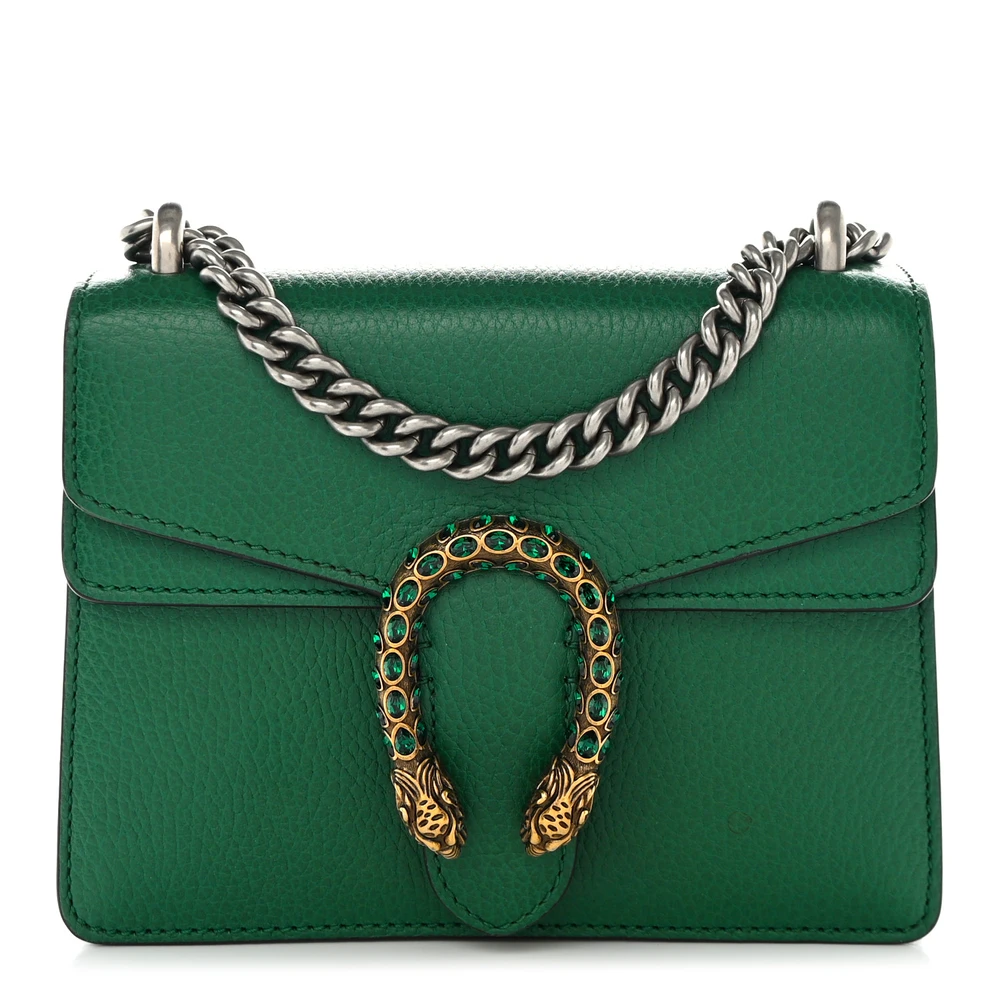 Gucci Mini Dionysus Shoulder Bag Emerald Calfskin Leather Aged Silver Hardware