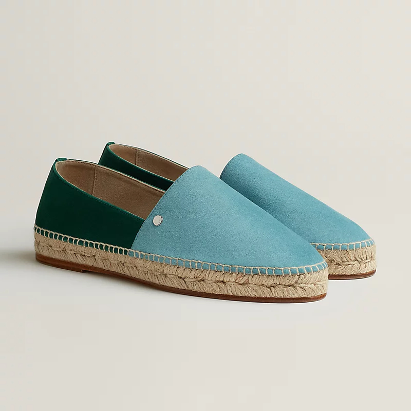 HERMES Joven Green and Blue Espadrilles