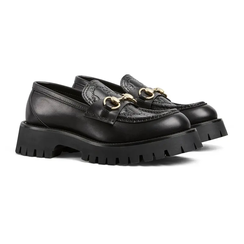 Gucci black thick bottom loafers