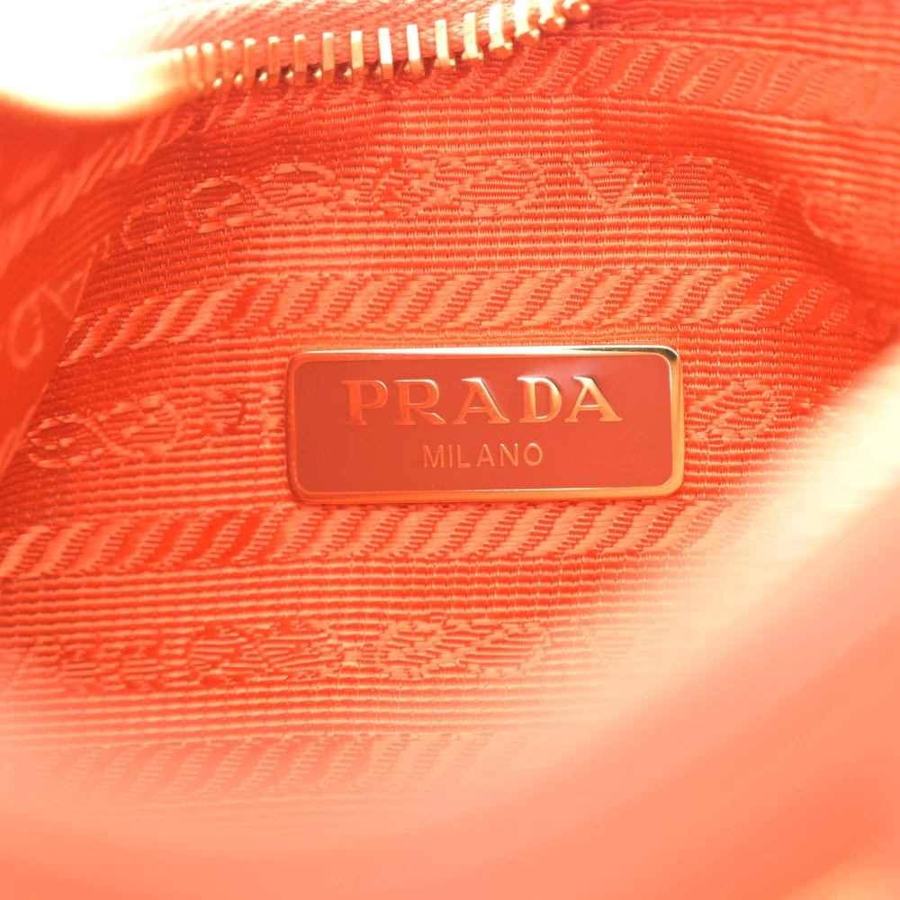 Prada Mini Re-Edition Shoulder Bag Arancio Saffiano Leather Lux Gold Hardware