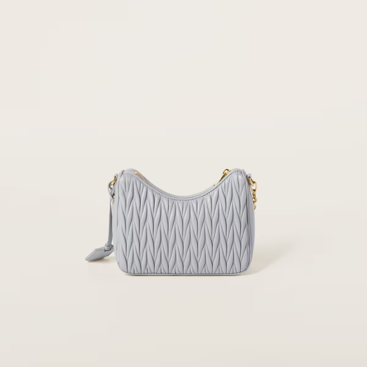 Miu Miu Matelassé Quilted Lambskin Leather Blue Shoulder Bags