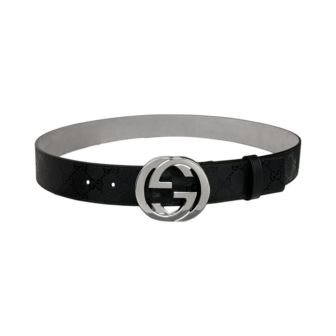Gucci Men's Interlocking G Buckle Belt In Black GUCCI Marmont Canvas With Gold/Silver/Gun Black/Black Hardware 40mm