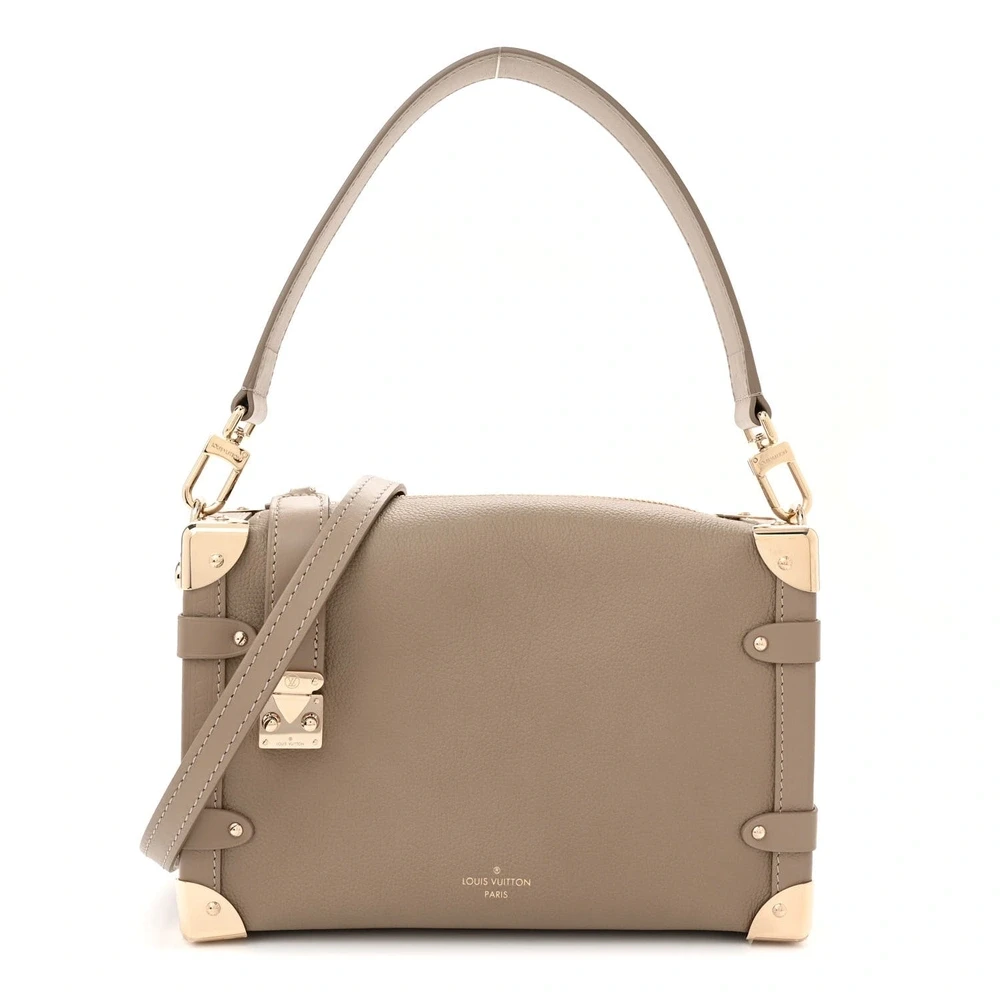 Louis Vuitton Side Trunk MM Taupe Calfskin Leather Gold Hardware