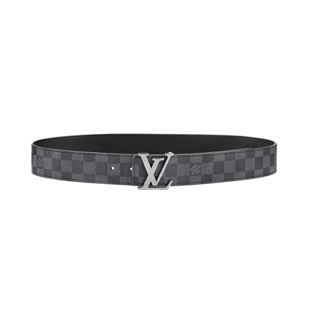 Louis Vuitton Men's Initiales Reversible Belt In Black/Grey/Brown Monogram And Damier Canvas With Silver/Black Hardware 40mm
