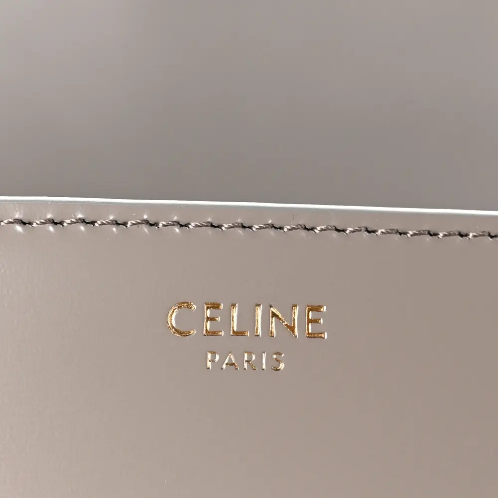 Celine Medium Triomphe Bag Pebble Shiny Calfskin Leather Gold Hardware